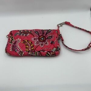 Vera Bradley Retired Call Me Coral Floral Colorful Wristlet Pink Strap Purse